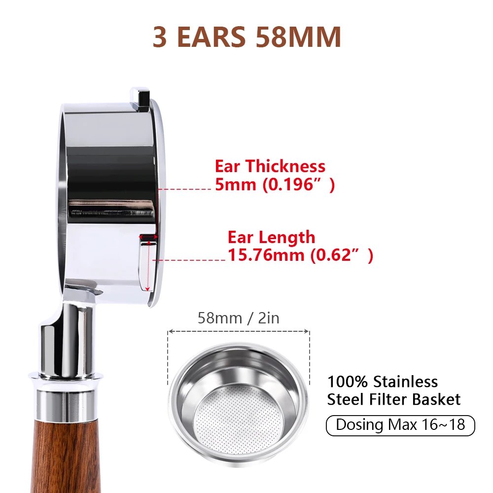 ידית בוטומלס 58 מ"מ (3 שיניים) ל-Breville Barista Mini / Max / Sunbeam – תמונה 2